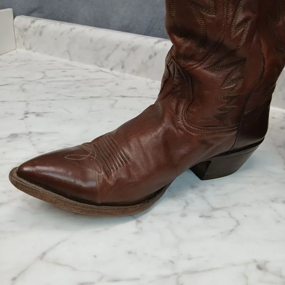 Nocona Men’s 10D Brown Leather Cowboy Western Boots USA Made